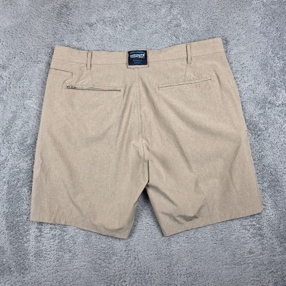 Hook & Tackle Hybrid Shorts Mens 38 Tan Hi-Tide Performance Fishing Stretch 8in - Picture 3 of 10
